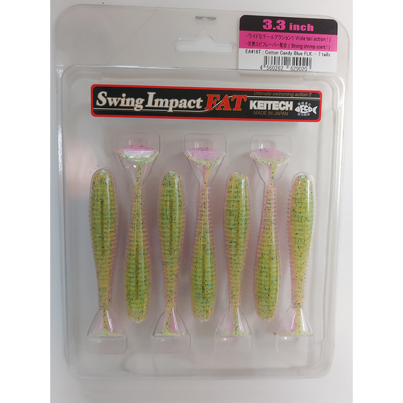 Силікон Keitech Swing Impact FAT 3.3" (7 шт/упак), колір:ea#16 cotton candy blue f, Довжина силікону: 3.3" (8.4 см), Колір силікону: ea#16 cotton candy blue f, фото , изображение 10