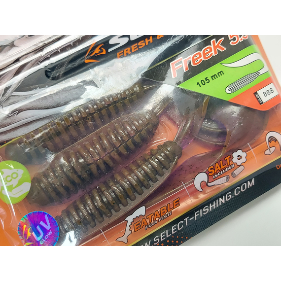 Силікон Select Freek 5.5" col.888 (3 шт/упак), Довжина силікону: 5.5" (13.97 см), Колір силікону: 888, фото , изображение 7