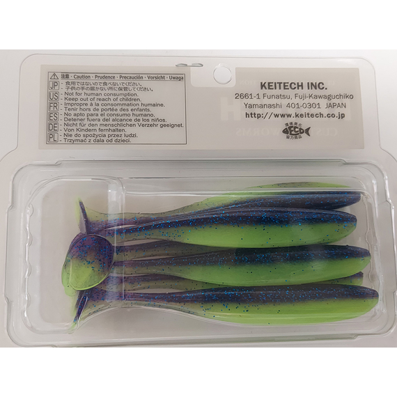 Силікон Keitech Easy Shiner 4.5" (6 шт/упак), колір:pal#06 violet lime berry, Довжина силікону: 4.5" (11.4 см), Колір силікону: PAL#06 Violet Lime Berry, фото , изображение 13
