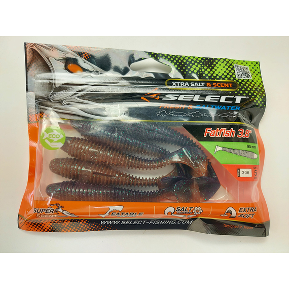 Силикон Select Fatfish 3.8" col.206 (5 шт/упак), Длина силикона: 3.8" (9.65 см), Расцветка силикона: 206, фото , изображение 5