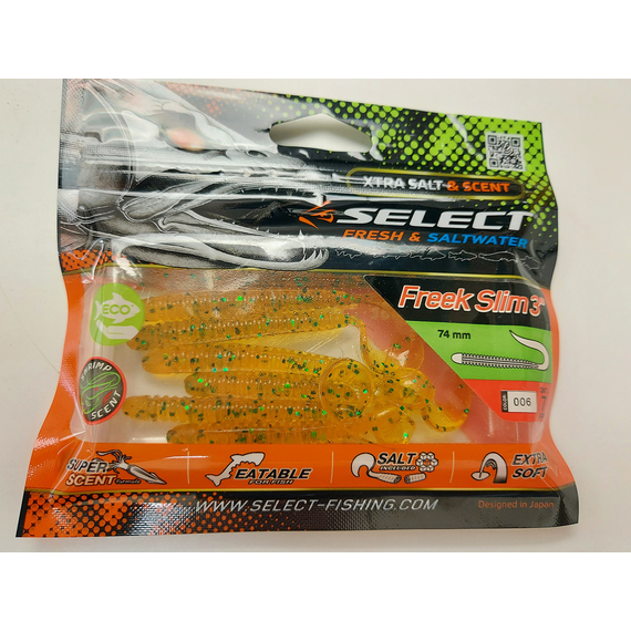 Силикон Select Freek Slim 3" col.006 (7 шт/пак), Длина силикона: 3" (7.62 см), Расцветка силикона: 006, фото , изображение 6