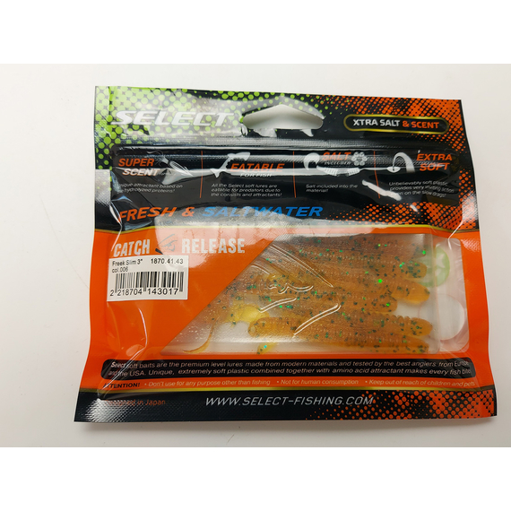 Силикон Select Freek Slim 3" col.006 (7 шт/пак), Длина силикона: 3" (7.62 см), Расцветка силикона: 006, фото , изображение 9