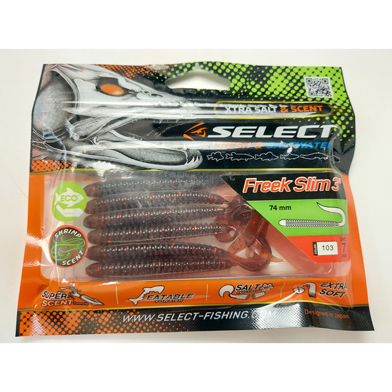 Силикон Select Freek Slim 3" col.103 (7 шт/пак), Длина силикона: 3" (7.62 см), Расцветка силикона: 103, фото , изображение 6