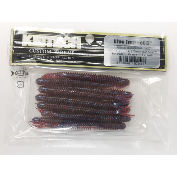 Силикон Keitech Live Impact 3" 12 ц:ea#03 grape, Длина силикона: 3" (7.6 см), Расцветка силикона: EA#03 Grape, фото , изображение 5