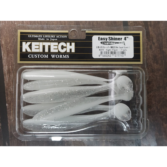 Силикон Keitech Easy Shiner 4" (7 шт/упак) ц:422 sight flash, Длина силикона: 4" (10.2 см), Расцветка силикона: 422 Sight Flash, фото , изображение 3