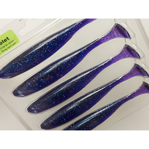 Силікон Keitech Easy Shiner 5" (5 шт/упак), колір:ea#04 violet, Довжина силікону: 5" (12.7 см), Колір силікону: EA#04 Violet, фото , изображение 5