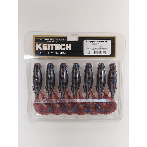 Силікон Keitech Flapper Grub 4" (7 шт/упак), колір:ea#03 grape, Довжина силікону: 4" (10.2 см), Колір силікону: EA#03 Grape, фото , изображение 7