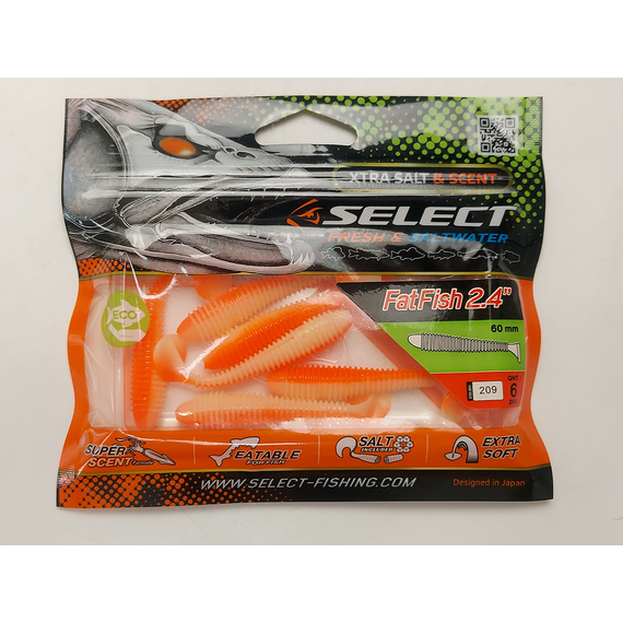 Силікон Select Fatfish 2.4" col.209 (6 шт/упак), Довжина силікону: 2.4" (6.1 см), Колір силікону: 209, фото , изображение 5