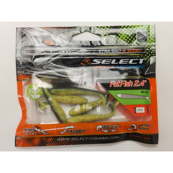 Силикон Select Fatfish 2.4" col.203 (6 шт/упак), Длина силикона: 2.4" (6.1 см), Расцветка силикона: 203, фото , изображение 5