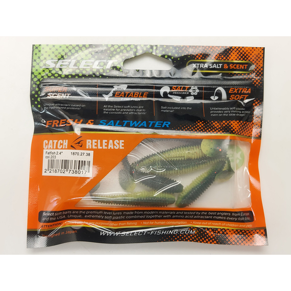 Силикон Select Fatfish 2.4" col.203 (6 шт/упак), Длина силикона: 2.4" (6.1 см), Расцветка силикона: 203, фото , изображение 10