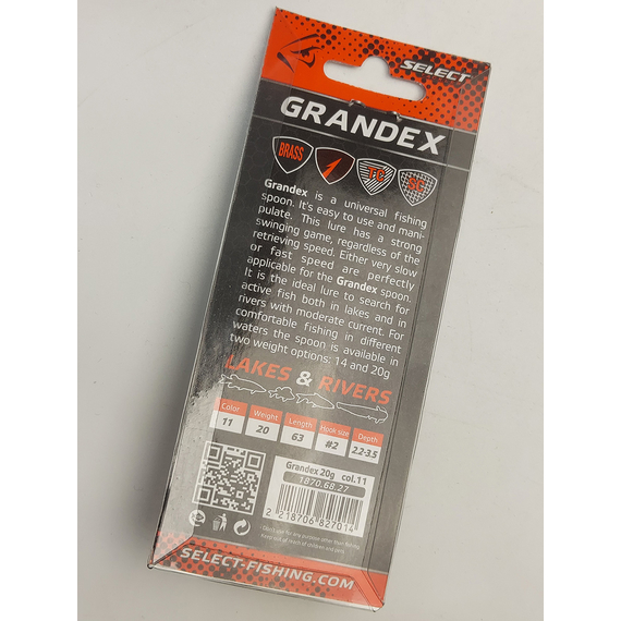 Блешня Select Grandex 20.0g 63mm #11, Вага блешні: 20г, Колір блешні: 11, фото , изображение 9