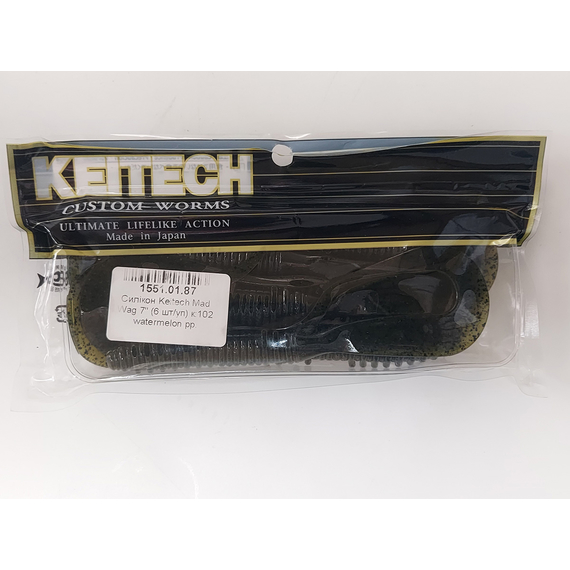 Силікон Keitech Mad Wag 7" (6 шт/упак), колір:102 watermelon pp., Довжина силікону: 7" (17.8 см), Колір силікону: 102 Watermelon PP, фото , изображение 5