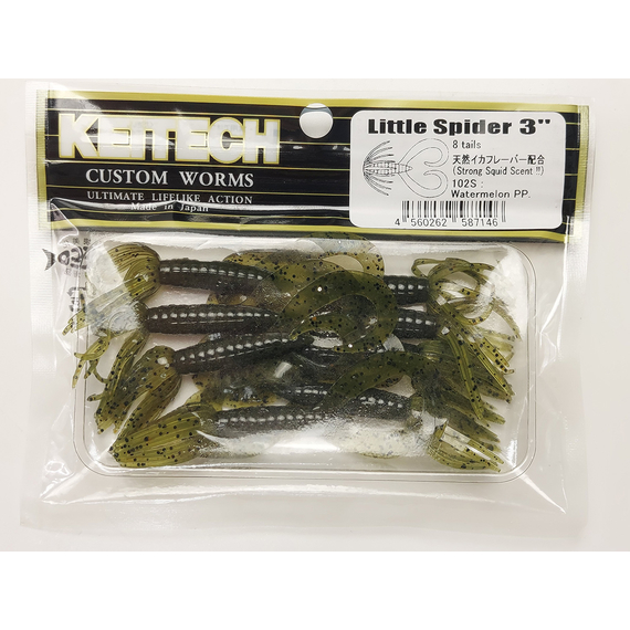 Силикон Keitech Little Spider 3" (8 шт/упак) ц:102 watermelon pp., Длина силикона: 3" (7.6 см), Расцветка силикона: 102 Watermelon PP, фото , изображение 5