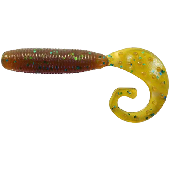 Силікон Reins Fat G-Tail Grub 4" 565 Motor Oil Green Flake (10 шт/уп.), Длина силикона: 4.0" (10,16 см), Расцветка силикона: 565 Motor Oil Green Flake, фото 