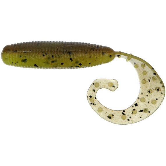 Силикон Reins Fat G-Tail Grub 3'' B08 Green Pumpkin Chart Melon (10 шт/уп.), Длина силикона: 3.0" (7,62 см), Расцветка силикона: B08 Green Pumpkin Chart Melon, фото 