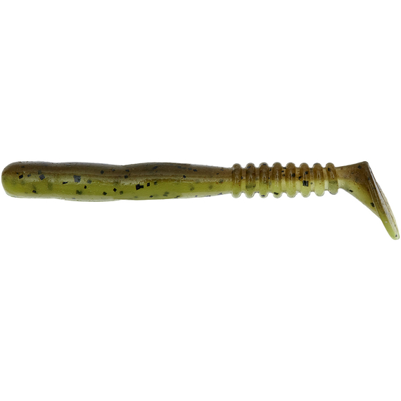 Силікон Reins Rockvibe Shad 3" B08 Green Pumpkin Chart Melon (12 шт/уп.), Длина силикона: 3.0" (7,62 см), Расцветка силикона: B08 Green Pumpkin Chart Melon, фото 