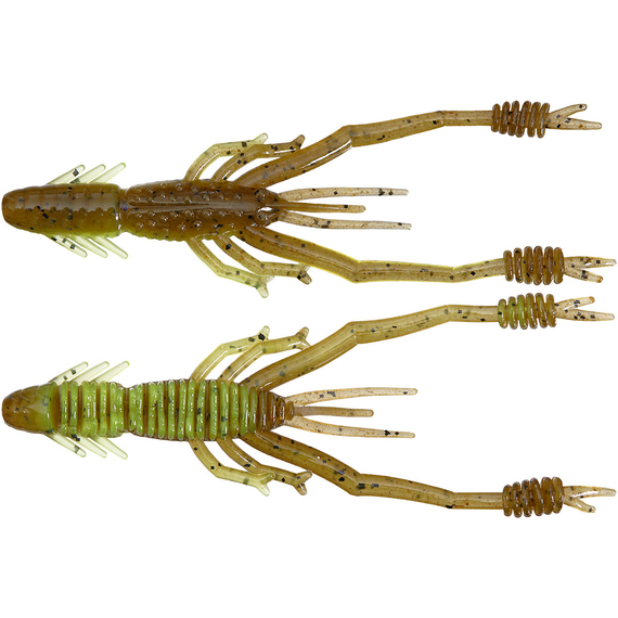 Силикон Reins Ring Shrimp 4'' B08 Green Pumpkin Chart Melon (6 шт/уп.), Длина силикона: 4.0" (10,16 см), Расцветка силикона: B08 Green Pumpkin Chart Melon, фото 