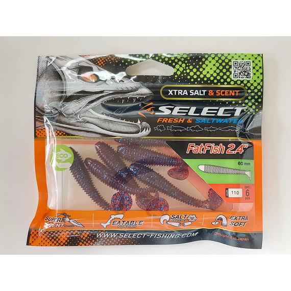 Силикон Select Fatfish 2.4" col.110 (6 шт/упак), Длина силикона: 2.4" (6.1 см), Расцветка силикона: 110, фото , изображение 5