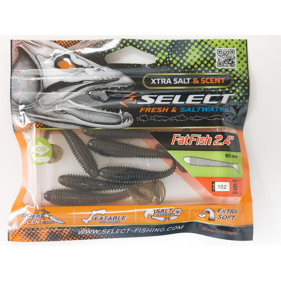 Силікон Select Fatfish 2.4" col.102 (6 шт/упак), Довжина силікону: 2.4" (6.1 см), Колір силікону: 102, фото , изображение 5