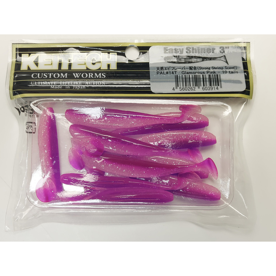 Силікон Keitech Easy Shiner 3" (10 шт/упак), колір:pal#14 glamorous pink, Довжина силікону: 3" (7.6 см), Колір силікону: PAL#14 Glamorous Pink, фото , изображение 5