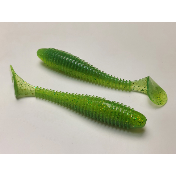 Силікон Keitech Swing Impact FAT 3.8" (6 шт/упак), колір:424 lime chartreuse, Довжина силікону: 3.8" (9.7 см), Колір силікону: 424 Lime Chartreuse, фото , изображение 5