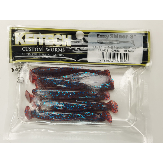 Силікон Keitech Easy Shiner 3" (10 шт/упак), колір:ea#03 grape, Довжина силікону: 3" (7.6 см), Колір силікону: EA#03 Grape, фото , изображение 7