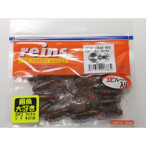 Силікон Reins AX Craw Mini 2" 406 Boil Shrimp (12шт/уп), Довжина силікону: 2.0" (5,08 см), Колір силікону: 406 Boil shrimp, фото , изображение 5