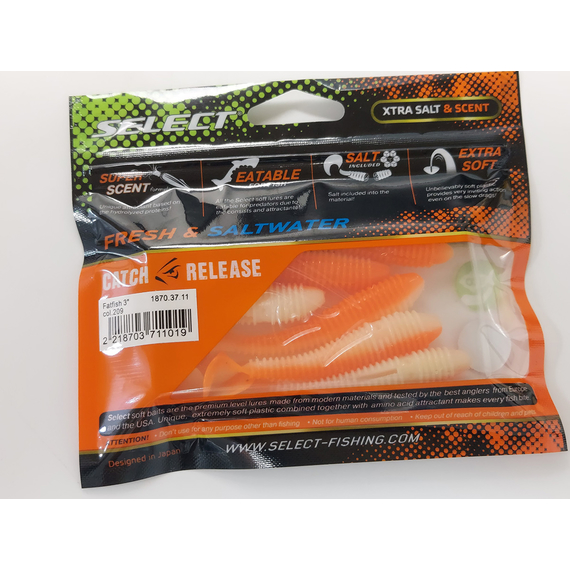 Силикон Select Fatfish 3" col.209 (6 шт/упак), Длина силикона: 3" (7.62 см), Расцветка силикона: 209, фото , изображение 10