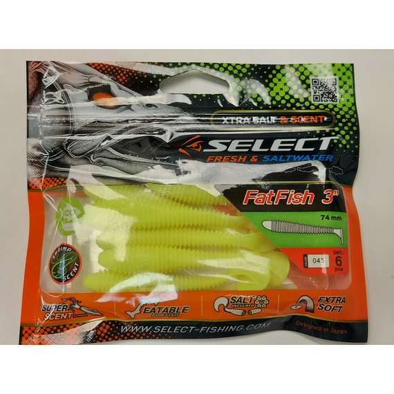 Силікон Select Fatfish 3" col.045 (6 шт/упак), Довжина силікону: 3" (7.62 см), Колір силікону: 045, фото , изображение 7