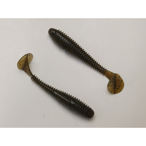 Силикон Keitech Swing Impact FAT 2.8" (8 шт/упак) цвет: 101 green pumpkin pp., Длина силикона: 2.8" (7.1 см), Расцветка силикона: 101 Green Pumpkin PP, фото , изображение 4