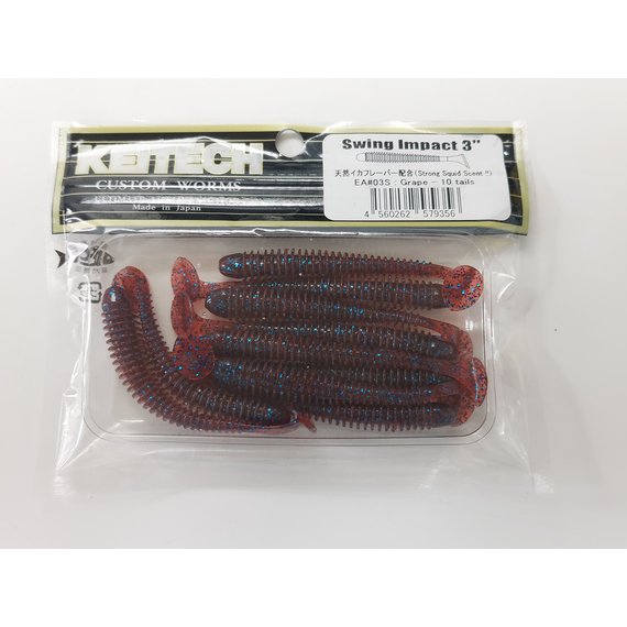 Силікон Keitech Swing Impact 3" (10 шт/упак), колір:ea#03 grape, Довжина силікону: 3" (7.6 см), Колір силікону: EA#03 Grape, фото , изображение 5