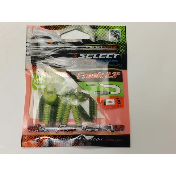 Силікон Select Freek 2.3" col.203 (8 шт/упак), Довжина силікону: 2.3" (4.3 см), Колір силікону: 203, фото , изображение 7