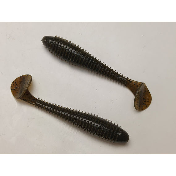 Силікон Keitech Swing Impact FAT 3.8" (6 шт/упак), колір:101 green pumpkin pp., Довжина силікону: 3.8" (9.7 см), Колір силікону: 101 Green Pumpkin PP, фото , изображение 4