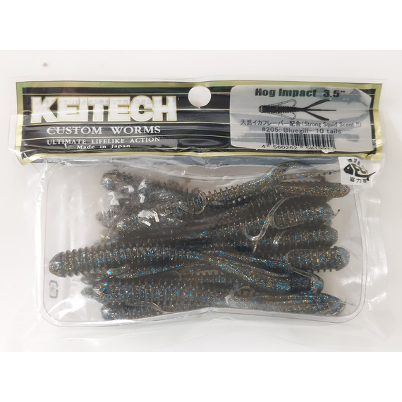 Силикон Keitech Hog Impact 3.5" (10 шт/упак) ц:205 bluegill, Длина силикона: 3.5" (8.9 см), Расцветка силикона: 205 Bluegill, фото , изображение 5