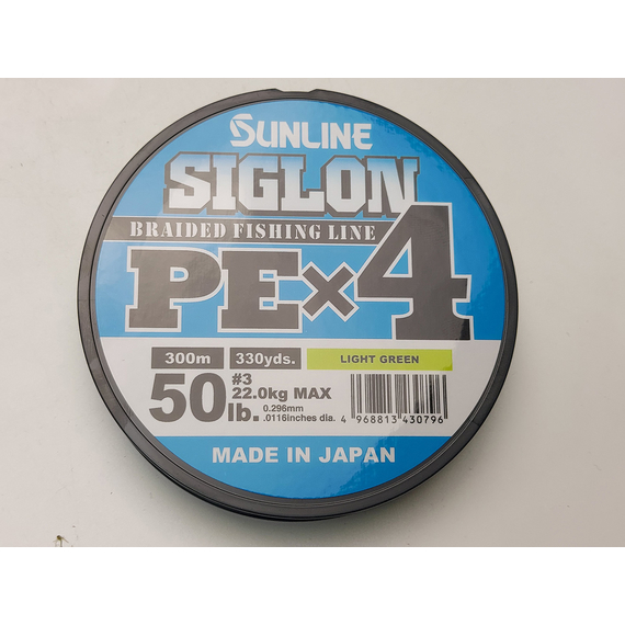Шнур Sunline Siglon PE х4 300m (салат.) #3.0/0.296mm 50lb/22.0kg, Діаметр: #3.0/0.296mm, Розмотування: 300m, Колір: салатовый, фото , изображение 3