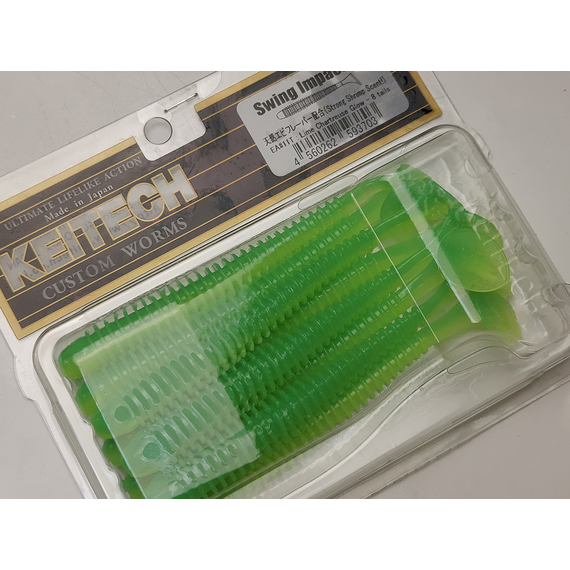 Силікон Keitech Swing Impact 4" (8 шт/упак), колір:ea#11 limechartreuseglow, Довжина силікону: 4" (10.2 см), Колір силікону: EA#11 Lime Chartreuse Glow, фото , изображение 6