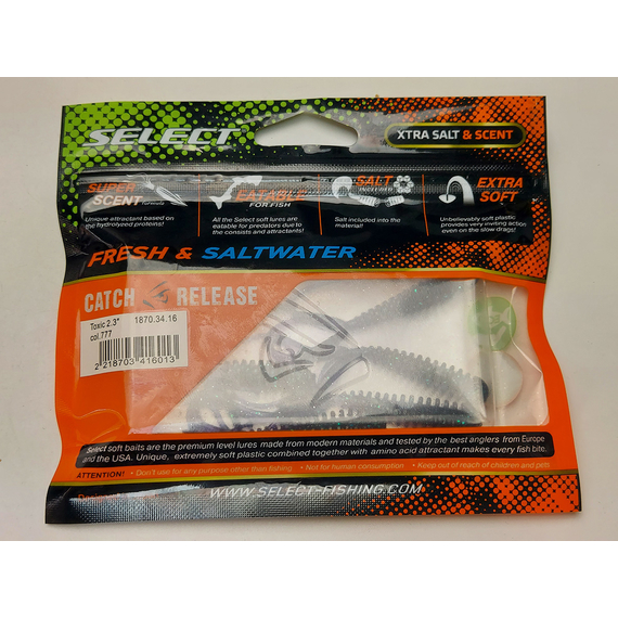 Силікон Select Toxic 2.3" col.777 (6 шт/упак), Довжина силікону: 2.3" (5.8 см), Колір силікону: 777, фото , изображение 9