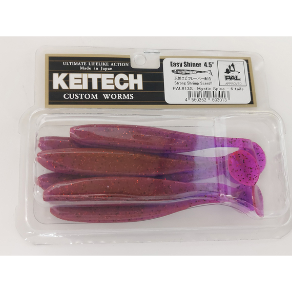 Силікон Keitech Easy Shiner 4.5" (6 шт/упак), колір:pal#13 mistic spice, Довжина силікону: 4.5" (11.4 см), Колір силікону: PAL#13 Mistic Spice, фото , изображение 7