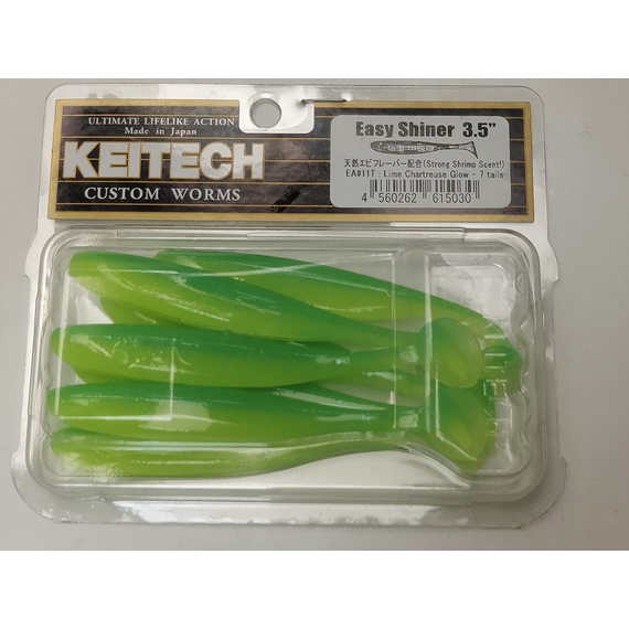 Силікон Keitech Easy Shiner 3.5", колір:424 lime chartreuse, Довжина силікону: 3.5" (8.9 см), Колір силікону: 424 Lime Chartreuse, фото , изображение 6