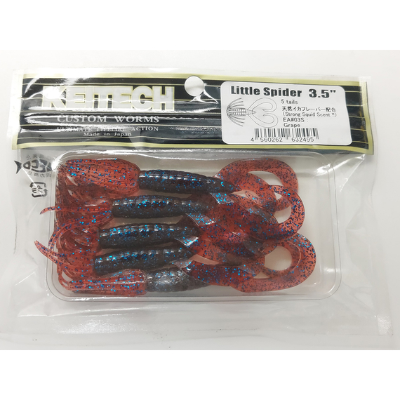 Силікон Keitech Little Spider 3.5" (5 шт/уп), колір:ea#03 grape, Довжина силікону: 3.5" (8.9 см), Колір силікону: EA#03 Grape, фото , изображение 6