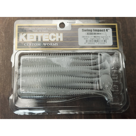 Силикон Keitech Swing Impact 4" (8 шт/упак) ц:422 sight flash, Длина силикона: 4" (10.2 см), Расцветка силикона: 422 Sight Flash, фото , изображение 7