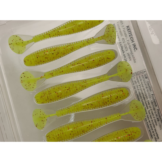 Силікон Keitech Swing Impact FAT 2.8" (8 шт/упак), колір:pal#01 chartreuseredflake, Довжина силікону: 2.8" (7.1 см), Колір силікону: PAL#01 Chartreuse Red Flake, фото , изображение 10