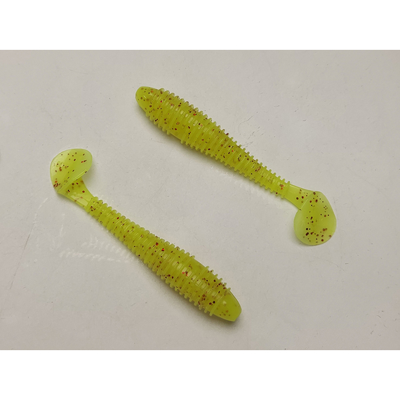 Силікон Keitech Swing Impact FAT 2.8" (8 шт/упак), колір:pal#01 chartreuseredflake, Довжина силікону: 2.8" (7.1 см), Колір силікону: PAL#01 Chartreuse Red Flake, фото , изображение 5