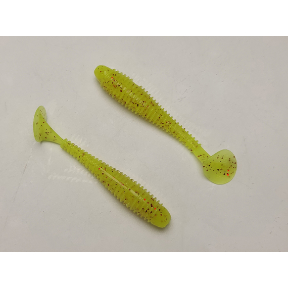 Силікон Keitech Swing Impact FAT 2.8" (8 шт/упак), колір:pal#01 chartreuseredflake, Довжина силікону: 2.8" (7.1 см), Колір силікону: PAL#01 Chartreuse Red Flake, фото , изображение 4