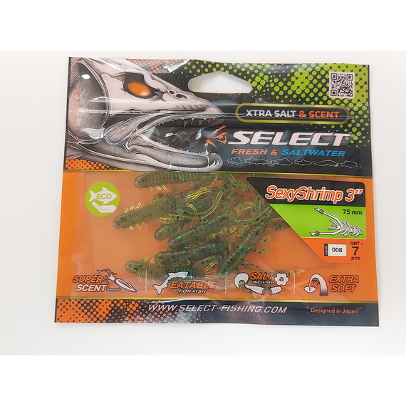 Силікон Select Sexy Shrimp 3" col.008 (7 шт/упак), Довжина силікону: 3" (7.62 см), Колір силікону: 008, фото , изображение 5