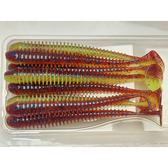 Силікон Keitech Swing Impact 3.5" (8 шт/упак), колір:ea#15 grape chart red flk, Довжина силікону: 3.5" (8.9 см), Колір силікону: ea#15 grape chart red flk, фото , изображение 6