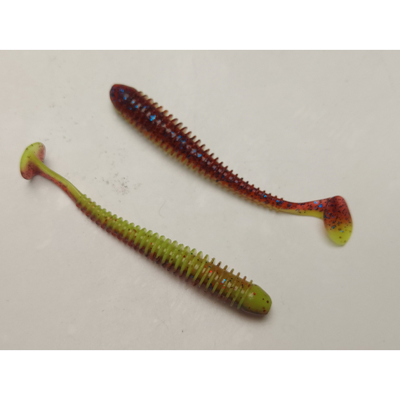 Силікон Keitech Swing Impact 3.5" (8 шт/упак), колір:ea#15 grape chart red flk, Довжина силікону: 3.5" (8.9 см), Колір силікону: ea#15 grape chart red flk, фото , изображение 5