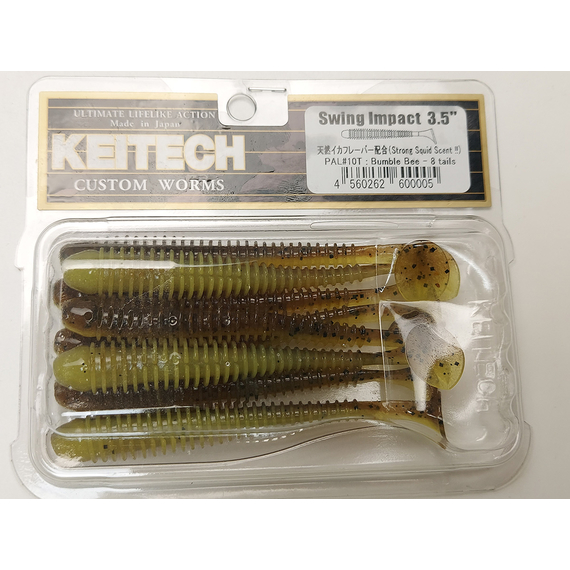 Силікон Keitech Swing Impact 3.5" (8 шт/упак), колір:pal#10 bumblebee, Довжина силікону: 3.5" (8.9 см), Колір силікону: PAL#10 Bumblebee, фото , изображение 6