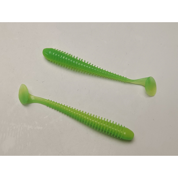 Силікон Keitech Swing Impact 3.5" (8 шт/упак), колір:ea#11 limechartreuseglow, Довжина силікону: 3.5" (8.9 см), Колір силікону: EA#11 Lime Chartreuse Glow, фото , изображение 3