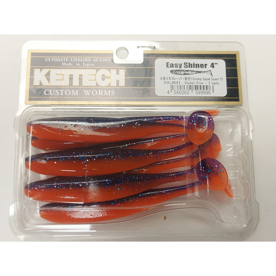 Силікон Keitech Easy Shiner 4" (7 шт/упак), колір:pal#09 violet fire, Довжина силікону: 4" (10.2 см), Колір силікону: PAL#09 Violet Fire, фото , изображение 7